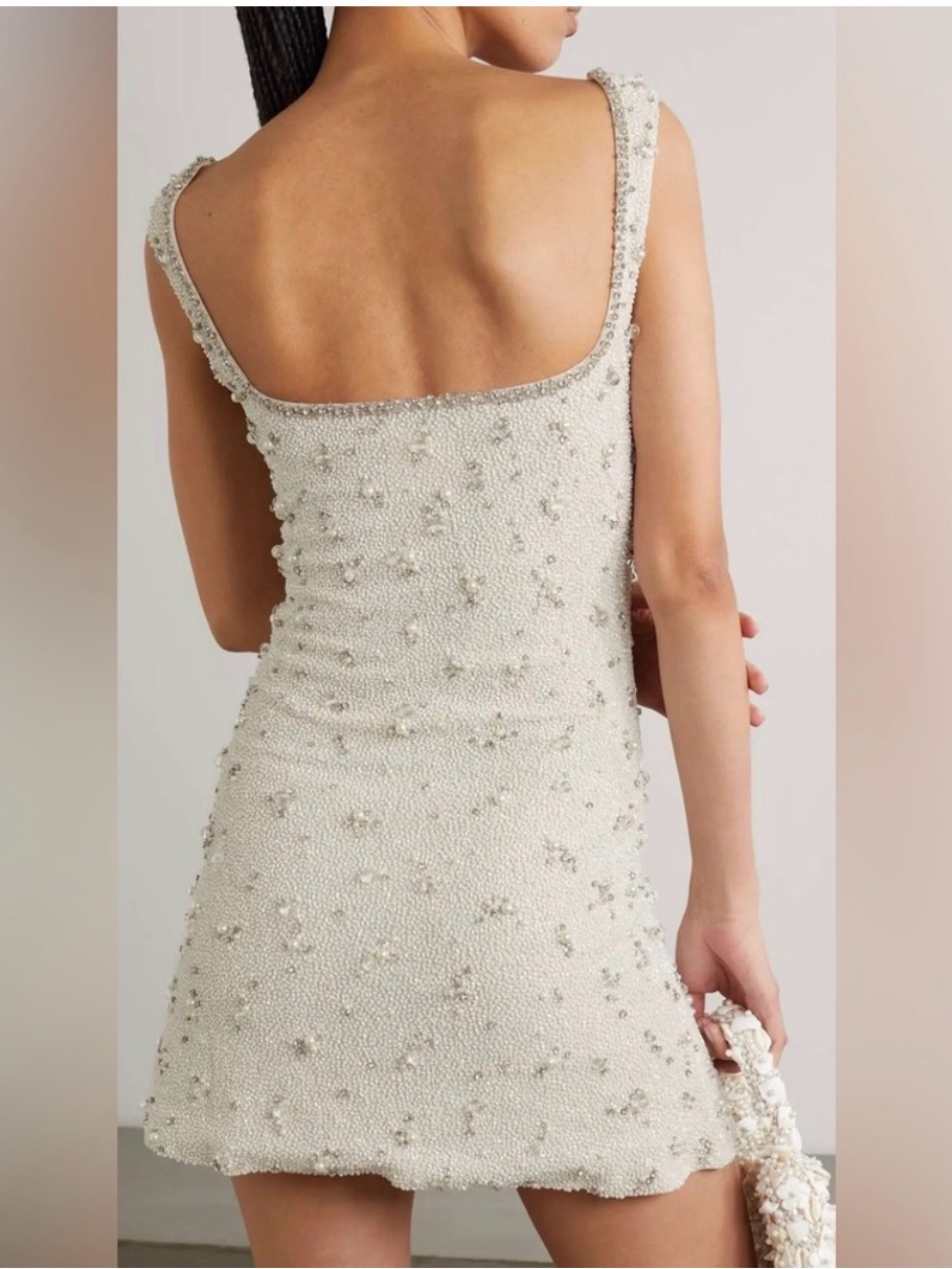 Bridal Crystal Dress - Embellished White Mini Dress With Scoop Neck — image 3 of 8